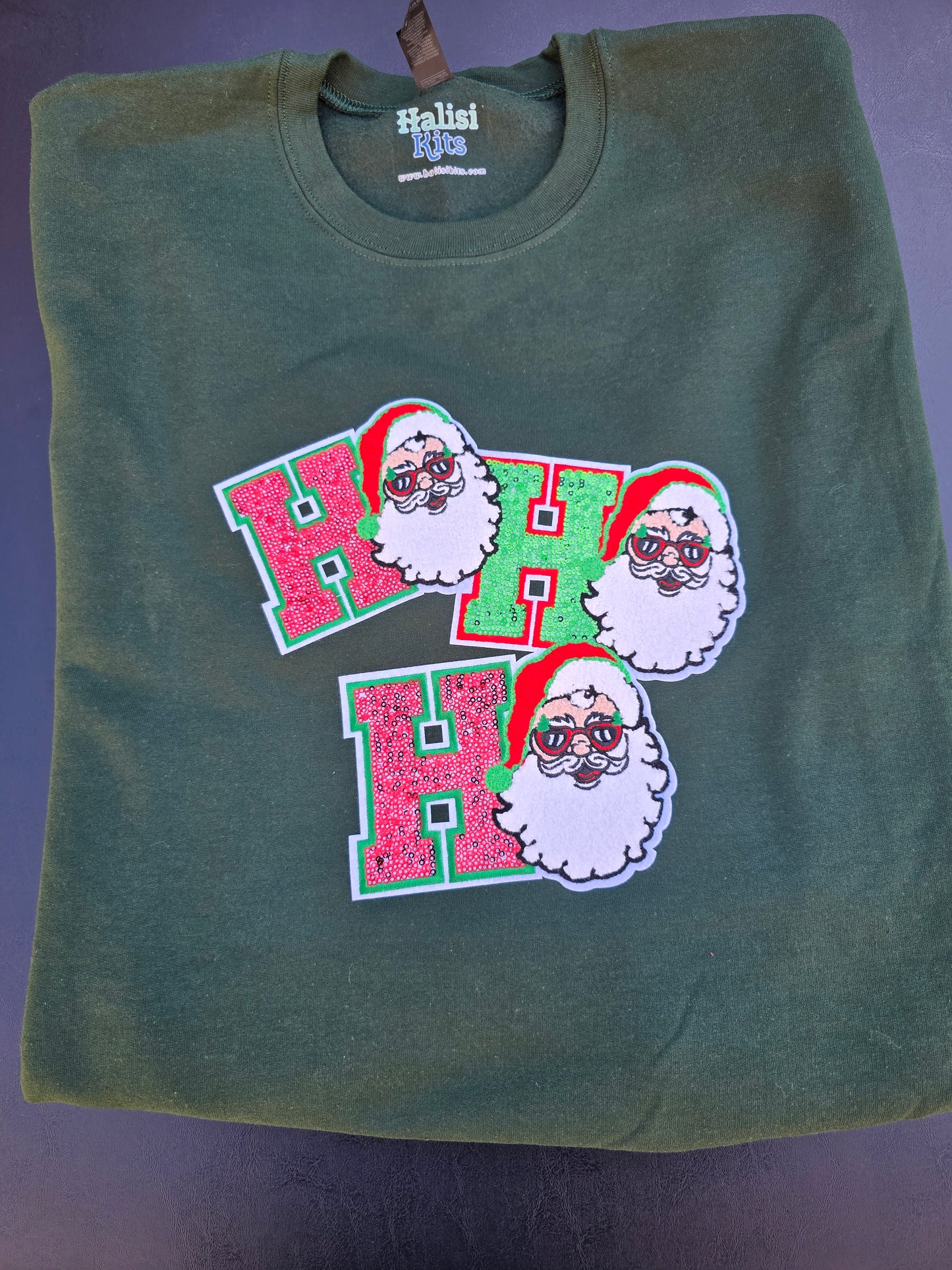 Ho Ho Ho Santa Chenille/Sequin Crewneck