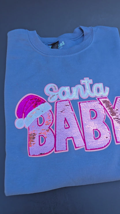 Pink Santa Baby Sequin Crewneck