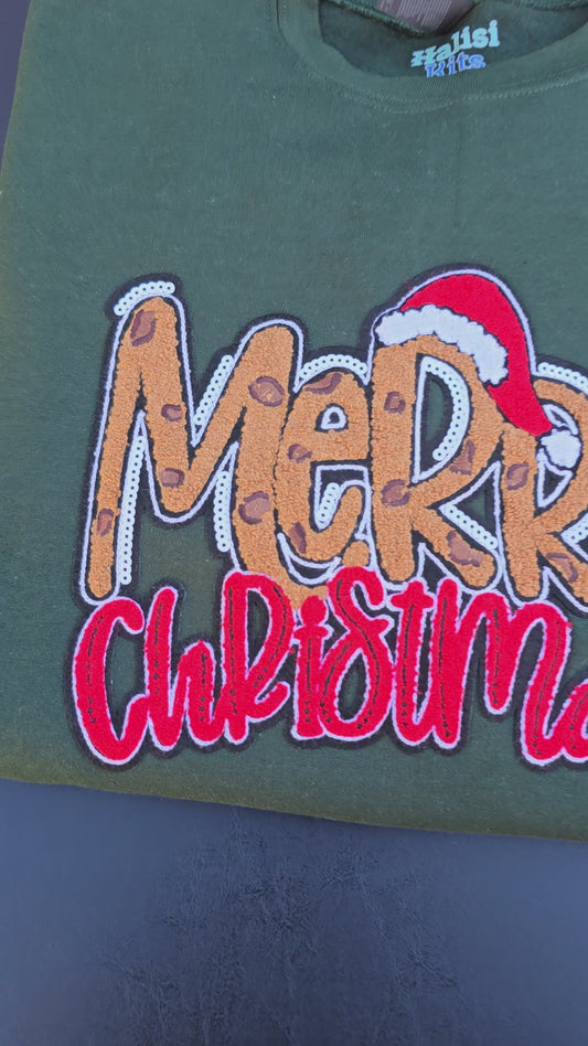 Merry Christmas Chenille/Sequin Crewneck