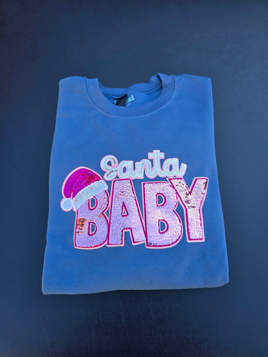 Pink Santa Baby Sequin Crewneck