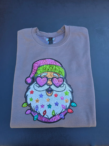 Black Santa Chenille Crewneck