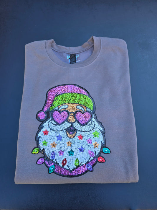 Black Santa Chenille Crewneck